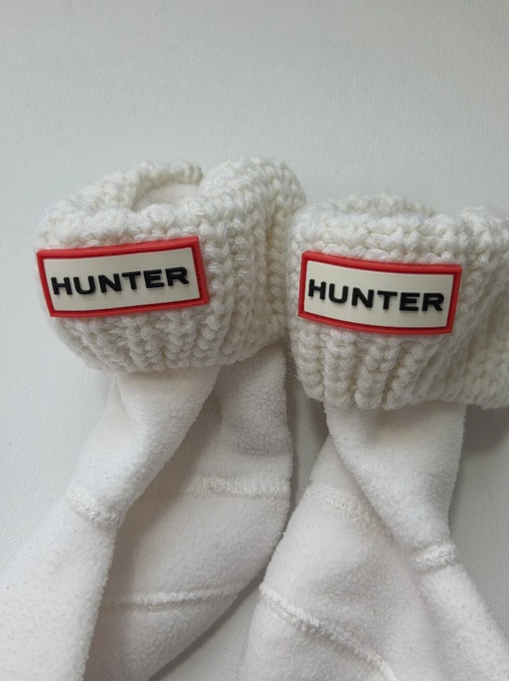 Hunter Kids XS 5-7 Boot Socks Fleece Cable Knit Rain Boot Liners White